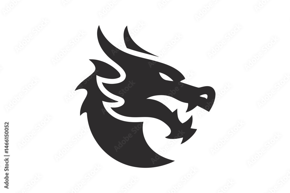 Fototapeta premium Dragon head silhouette vector illustration design