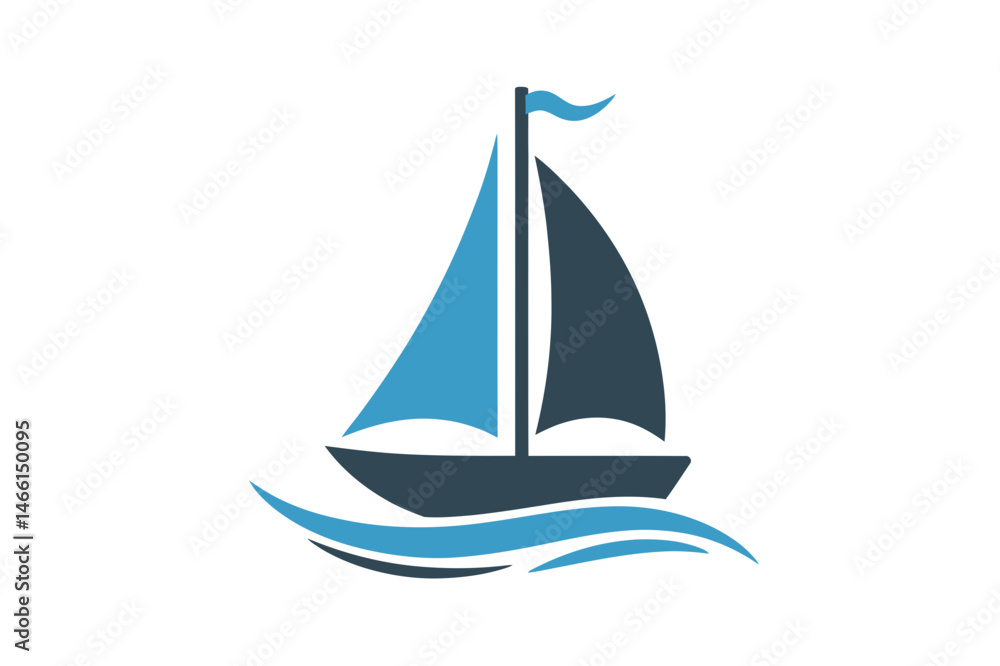 Fototapeta premium Sailing boat vector graphic design nautical theme