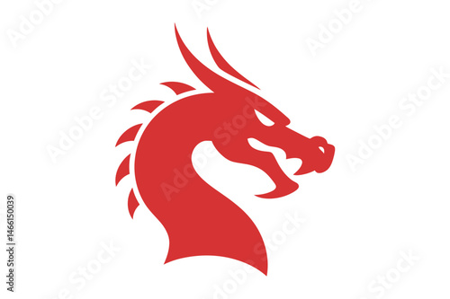 Red dragon head illustration mythical creature art