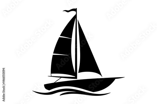 Sailboat black silhouette vector clip art image