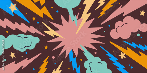 Abstract Retro Lightning Bolt Explosion Background