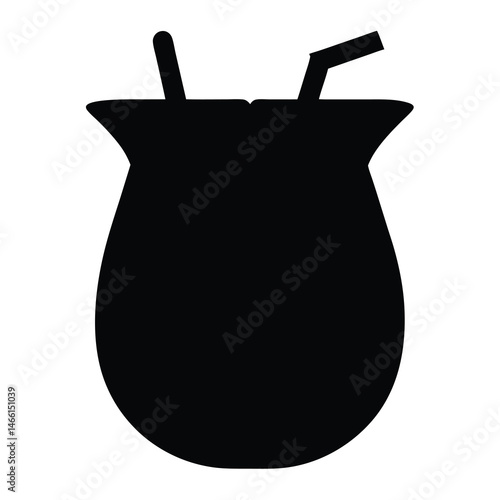 pi a colada vector silhouette icon, black and white illustration of drinks.