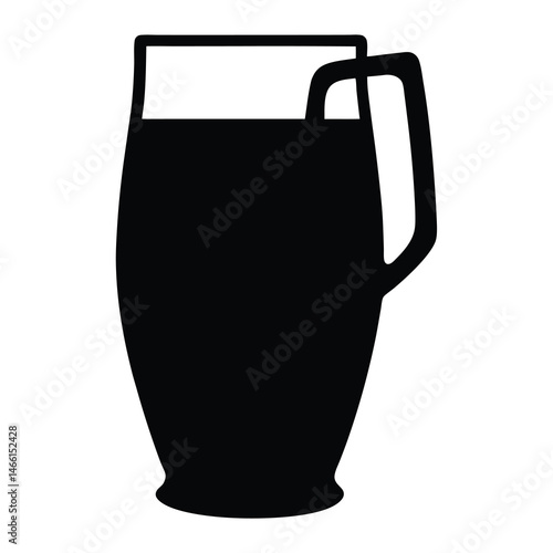 sangria glass vector silhouette icon, black and white illustration of drinks.