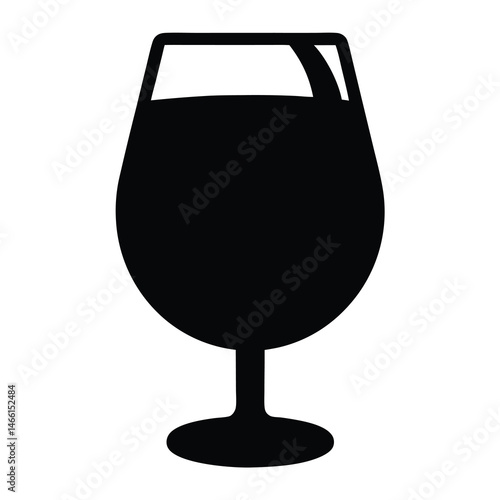 sangria glass vector silhouette icon, black and white illustration of drinks.