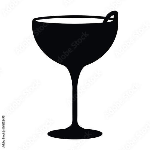 sangria glass vector silhouette icon, black and white illustration of drinks.
