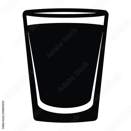tequila shot vector silhouette icon, black and white illustration of drinks.