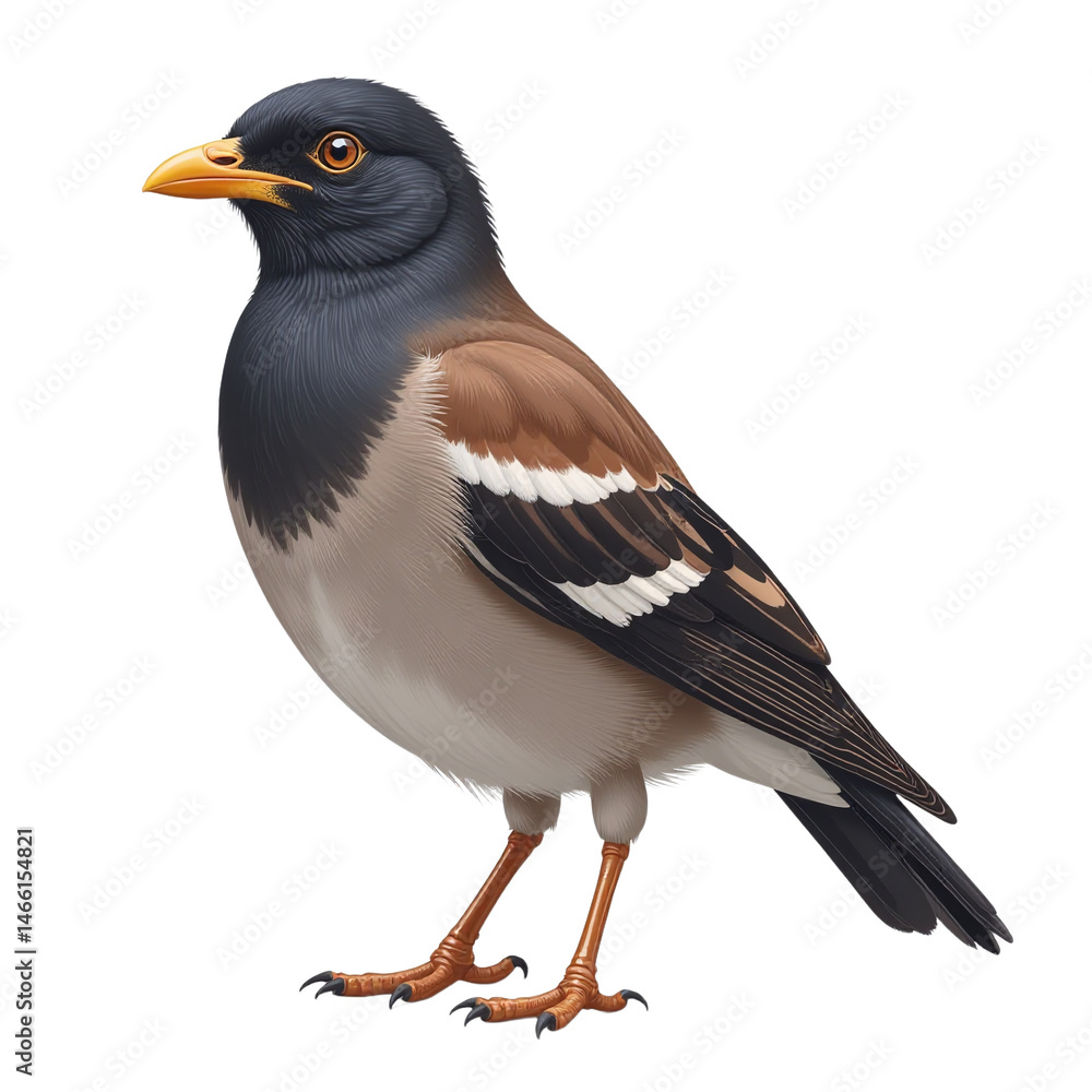 Fototapeta premium House Sparrow bird, side view, realistic illustration, isolated on transparent background, png