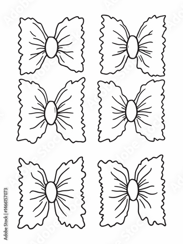 Farfalle pasta line art delicate pasta shape drawing.eps