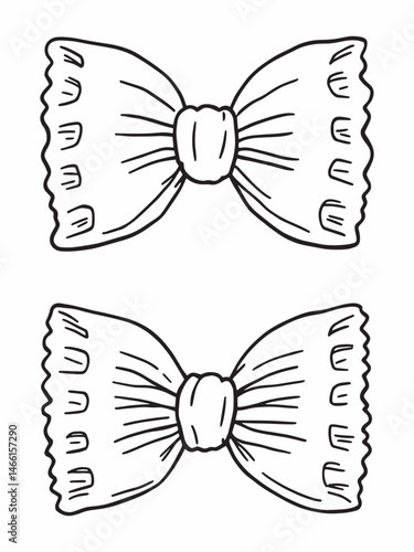 Farfalle pasta line art sketch of Italian cuisine.eps