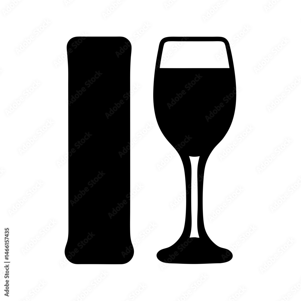 drinks vector silhouette icon, black and white illustration of drinks. drinks vector silhouette icon, black and white illustration of drinks.