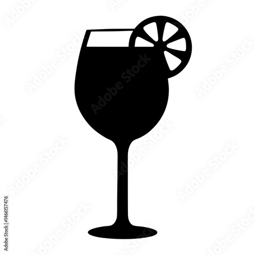 aperol spritz vector silhouette icon, black and white illustration of drinks.