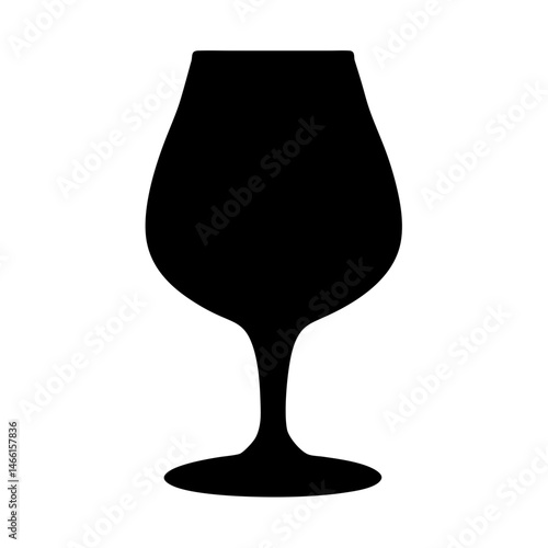 brandy snifter vector silhouette icon, black and white illustration of drinks.