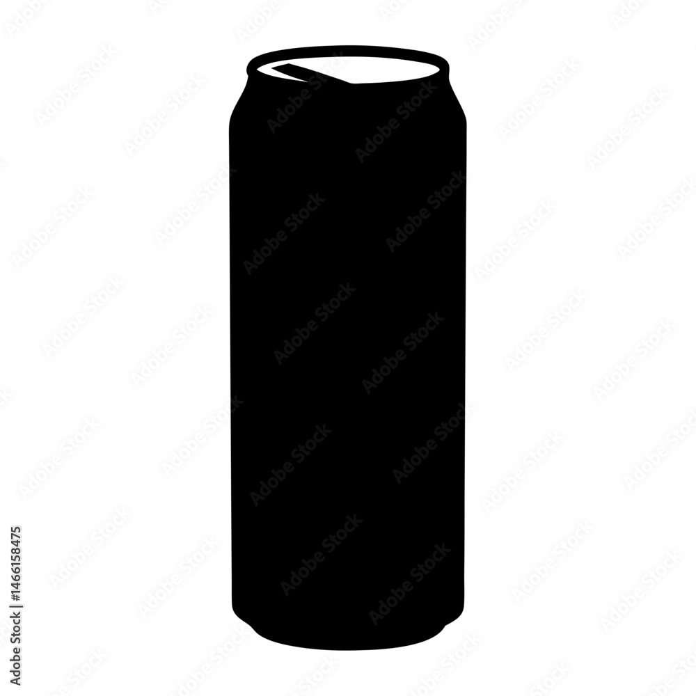 energy drink can vector silhouette icon, black and white illustration of drinks. energy drink can vector silhouette icon, black and white illustration of drinks.