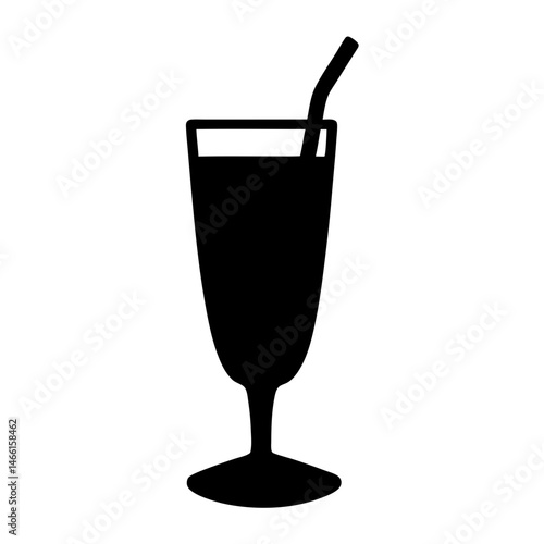 eggnog glass vector silhouette icon, black and white illustration of drinks.