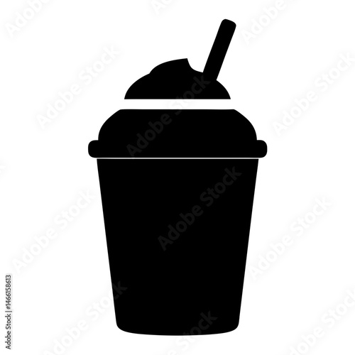frappuccino vector silhouette icon, black and white illustration of drinks.