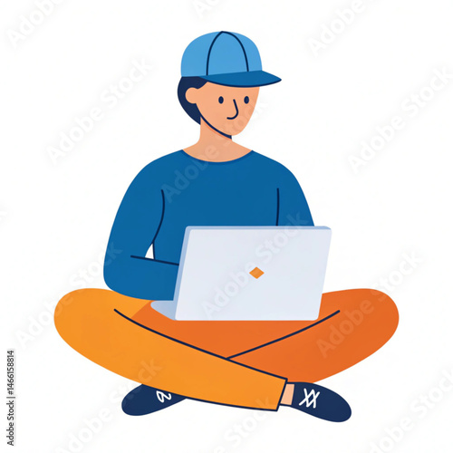 construction worker with laptop