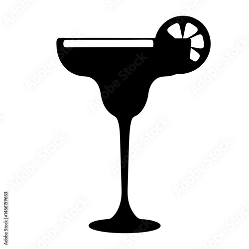 margarita glass vector silhouette icon, black and white illustration of drinks.