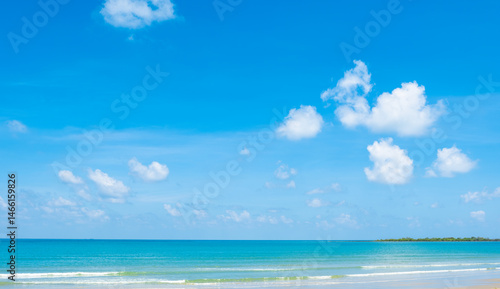 Wallpaper Mural Nature of the ocean and blue sky Summer with sunshine, sandy beaches, clear blue waters sparkling against the blue sky. on an island with good ecology and environment Background for summer vacation Torontodigital.ca