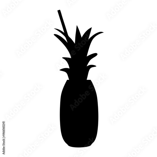 pi a colada vector silhouette icon, black and white illustration of drinks.
