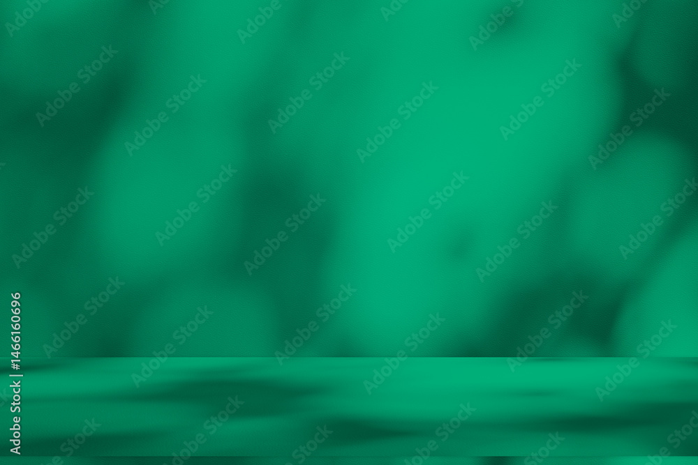 Wall interior background, studio and backdrops show products. with leaf shadow from window color green and white. background for text insertion and presentation of product