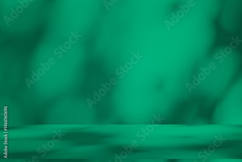 Obraz na płótnie Wall interior background, studio and backdrops show products. with leaf shadow from window color green and white. background for text insertion and presentation of product w salonie