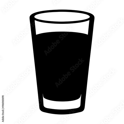 shot glass vector silhouette icon, black and white illustration of drinks.