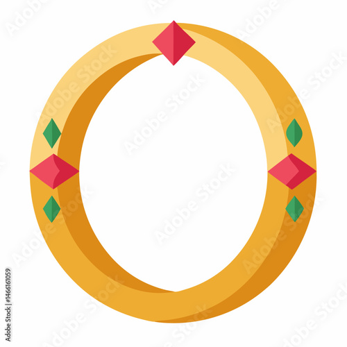 Colorful diamond and gold bangle vector on white background.