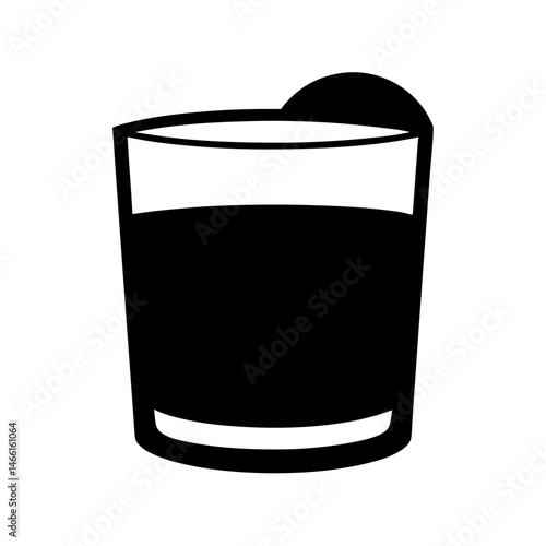 whisky sour vector silhouette icon, black and white illustration of drinks.