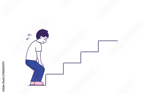 立ち止まる男性　全身（悩む・停滞・挫折）