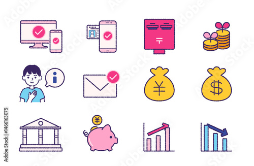 資産運用にまつわる12のアイコンセット