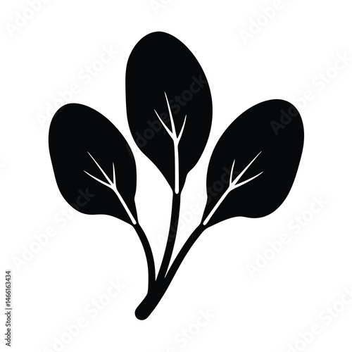 baby spinach vector silhouette icon - perfect for food, farming, or nutrition concepts.