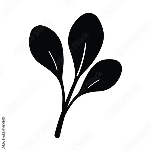 baby spinach vector silhouette icon - perfect for food, farming, or nutrition concepts.
