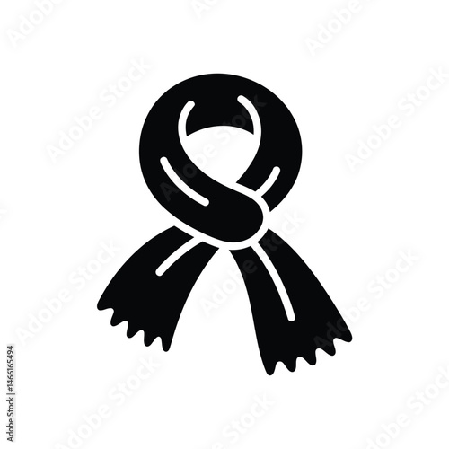 Simple Black Icon of a Folded Winter Scarf