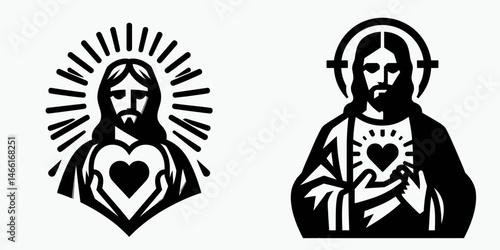 The Jesus Holding a Heart. Christian Art Nativity Crucifix Divine Salvation. Saviors sacred compassion faith depiction with core emblem of devotion.