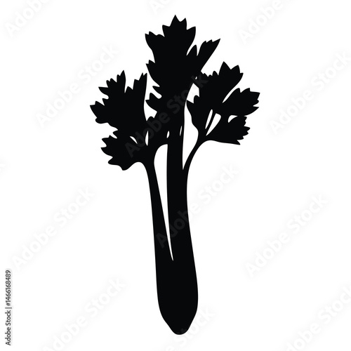 celery stalk vector silhouette icon - perfect for food, farming, or nutrition concepts.