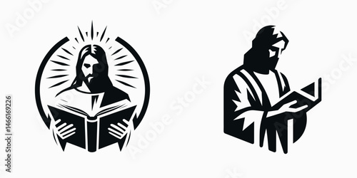 The Jesus Opening Bible. Christian Art Nativity Crucifix Divine Salvation. Christ unveiling scripture revelation holy doctrine & sacred testament.