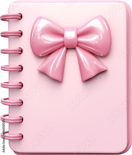 Cute Pink Planner with Bow – 3D Coquette Notebook for Journaling or Organization