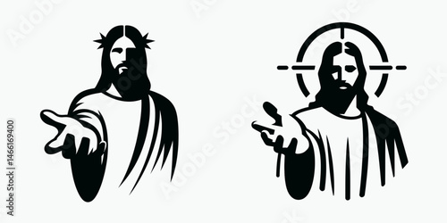 The Jesus Reaching Out Hand. Christian Art Nativity Crucifix Divine Salvation. Saviors extended palm aid mercy faith charity grace spiritual relief.