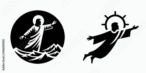 The Jesus Reaching to Lost. Christian Art Nativity Crucifix Divine Salvation. Deity extending aid toward straying souls mercy compassion project.