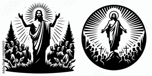 The Jesus Resurrected. Christian Art Nativity Crucifix Divine Salvation. Divinity restored triumph over mortality celestial spirit hope after demise.