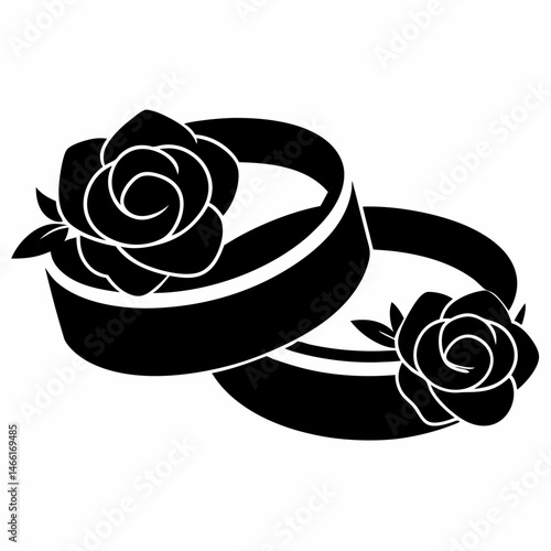 Black and white rose bangle vector on white background.