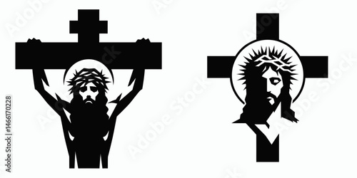 The Jesus Under Cross. Christian Art Nativity Crucifix Divine Salvation. Christs devotion near crucifixion faith sacrifice and salvation depiction.