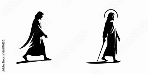 The Jesus Walking Alone. Christian Art Nativity Crucifix Divine Salvation. Christs solitary journey a spiritual pilgrimage of faith and devotion.