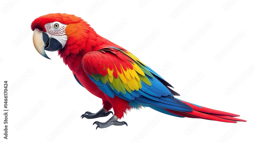 Fototapeta premium Detailed Macaw Clipart, isolated on a white background.