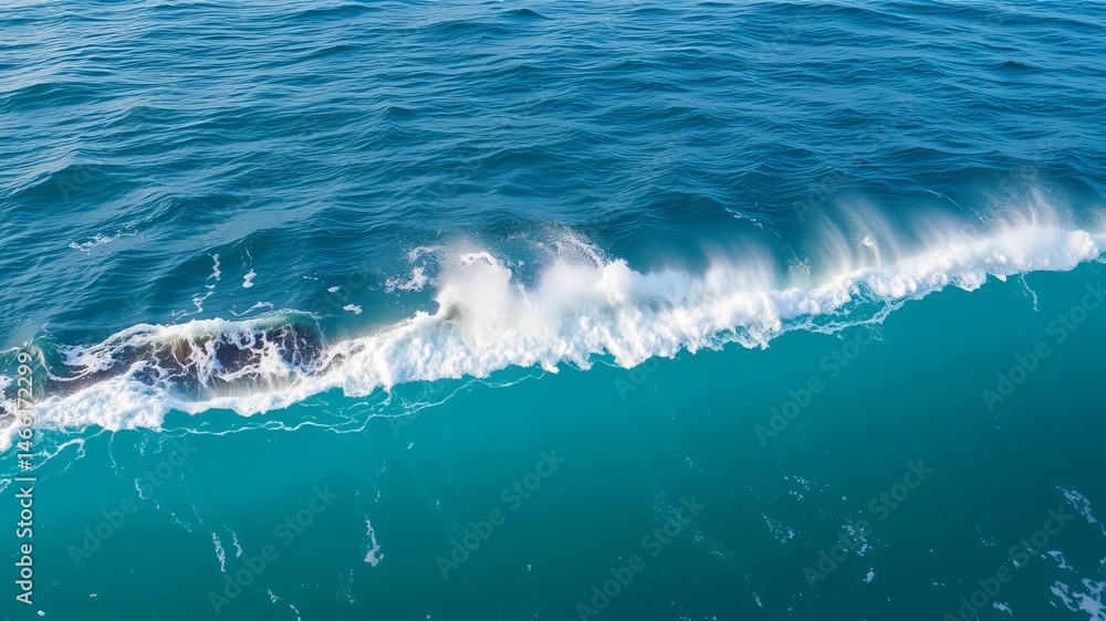 Obraz premium A powerful ocean wave crashes and curls creating a stunning display of blue water and white foam.