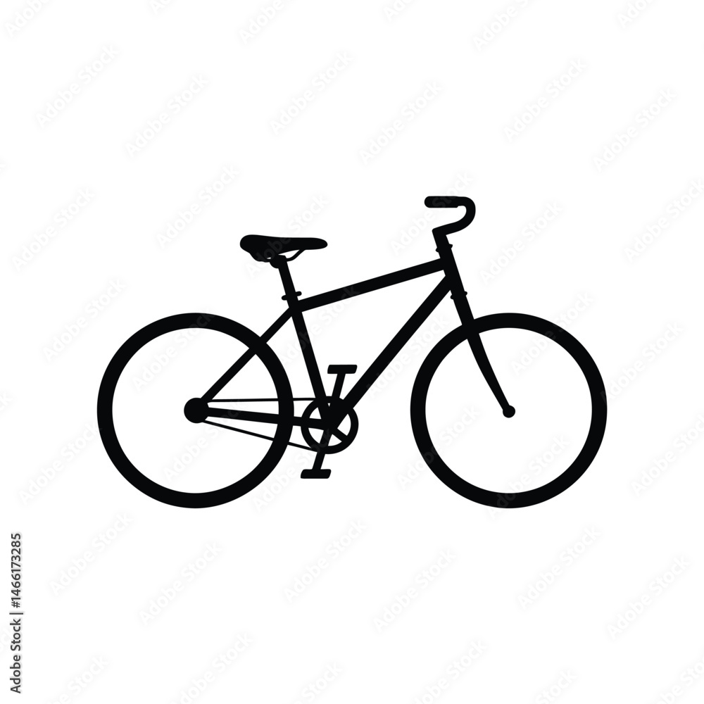 Simple Black Silhouette of a Bicycle on White Background Simple Black Silhouette of a Bicycle on White Background