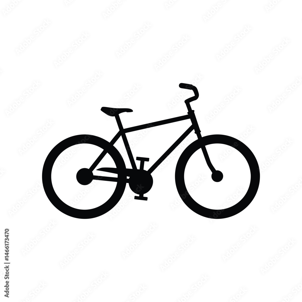 Simple Black Silhouette of a Bicycle for Design Elements Simple Black Silhouette of a Bicycle for Design Elements