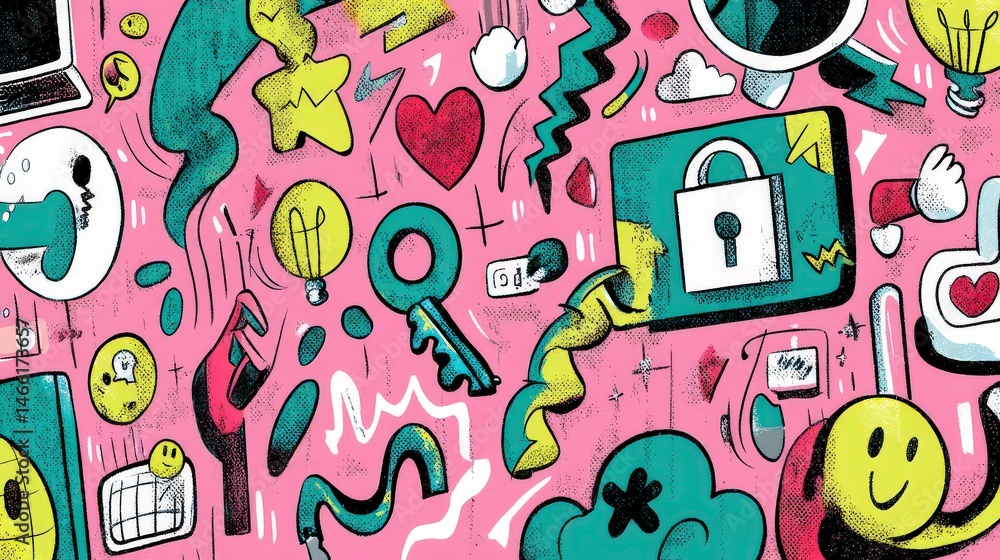 Abstract Illustration of Social Media, Data Security, and Online Privacy Abstract Illustration of Social Media, Data Security, and Online Privacy