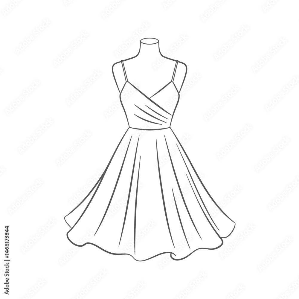 Elegant Sleeveless A Line Dress Fashion Design Sketch Elegant Sleeveless A Line Dress Fashion Design Sketch