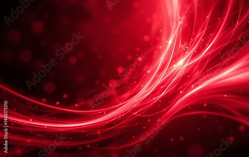 abstract red background with glowing lines and bokeh - holiday background
